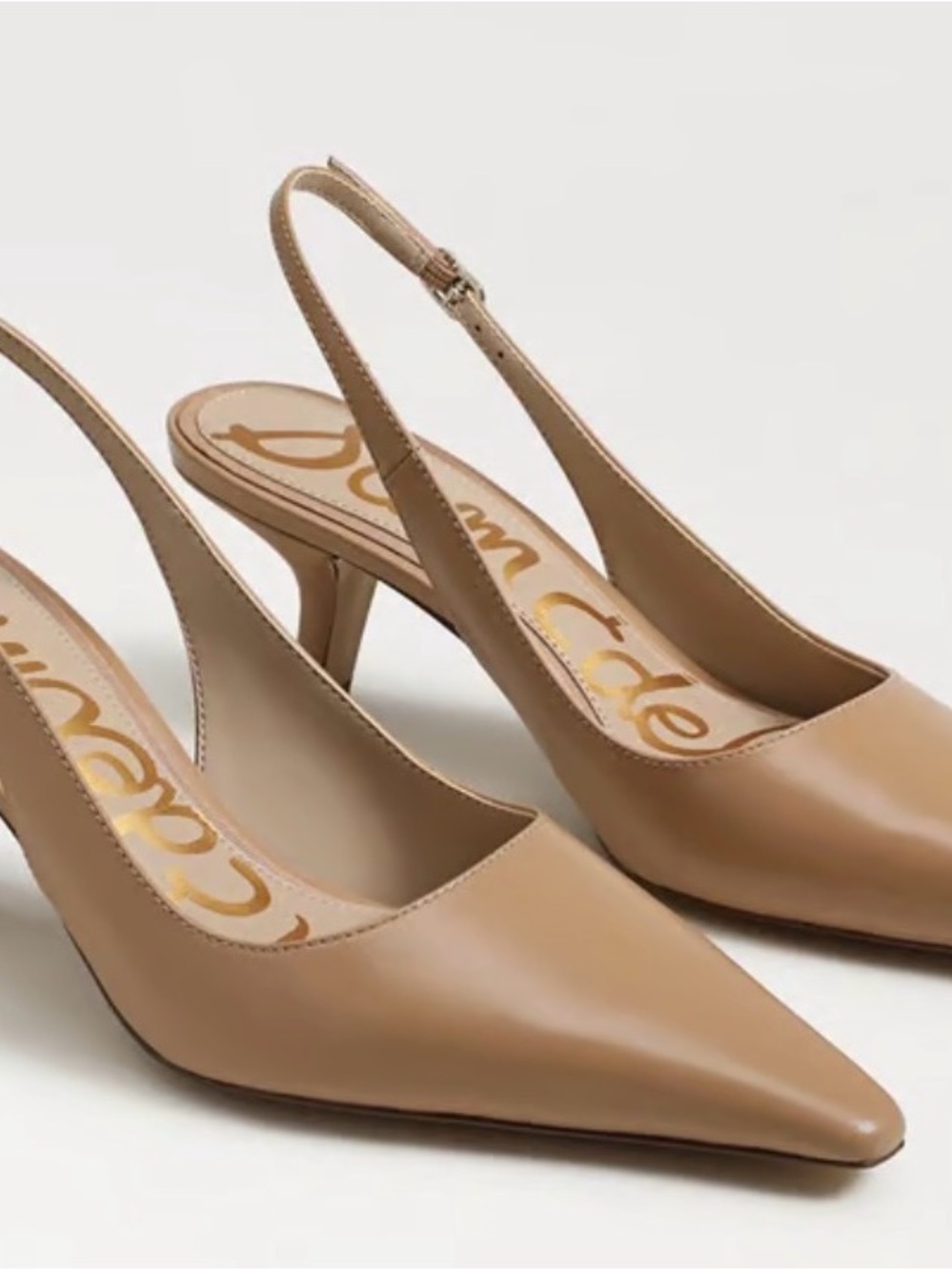 Sam Edelman Nude/Tan Pointed-Toe Slingback Heels